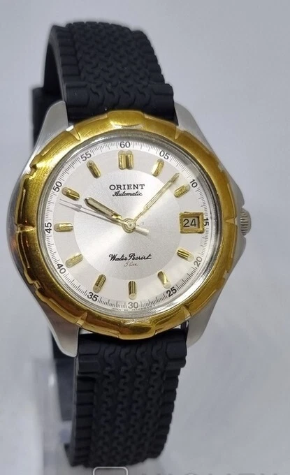 Reloj Vintage Orient Automático 5 Bar Fecha Hombres Muñeca Japón Correa Cuero 21J Raro Foto 1 de 4