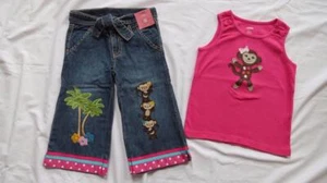 NWT Gymboree Sz 5 Monkey Jungle Gem Summer Safari Capri Capris Pink Top Outfit - Picture 1 of 2