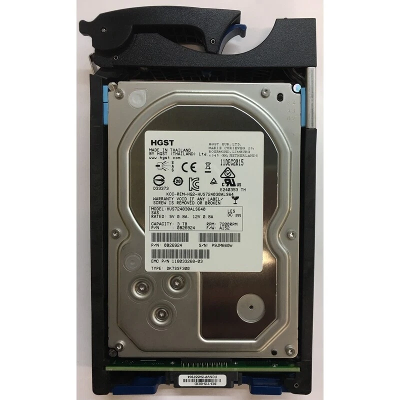 118033268-03 - Data Domain 3TB 7200 RPM SAS 3.5" HDD  for ES30 15 bay enclosures - Image 1 of 1