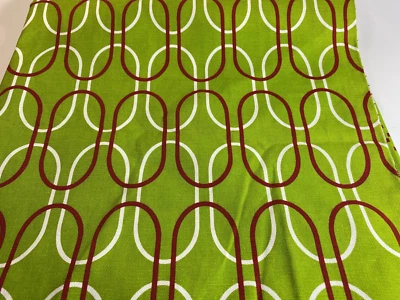 Premier Prints Fabric Home Dec Bright Green Red White Ovals Mod 1.5yd X 58" Wide - Image 1 of 3