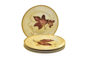 Crate & Barrel Leaf Acorn Salad Plates - 8.25" Gold Trim - Set of 4 NEW - Picture 1 of 6