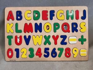 Vintage Child's Wood Alphabet, Number, and Symbol Puzzle No. BATTAT 2000