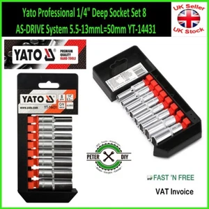 Yato Professional 1/4" Deep Socket Set 8 AS-DRIVE System 5.5-13mmL=50mm YT-14431 - Picture 1 of 1