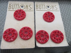 6 Vtg Red Starburst Buttons 1 1/8" Diameter - Picture 1 of 3