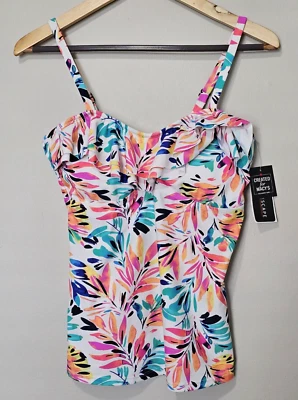 Traje de baño Island Escape para mujer talla 10 colorido con volantes florales Foto 1 de 4