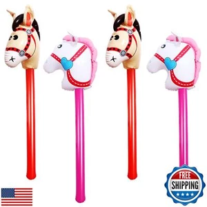 OBANGONG 4 Pcs Inflatable Stick Horse Inflatable Horse Head Stick Balloon Fun - Picture 1 of 5