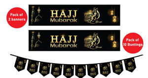 Hajj Mubarak Set Banner Bunting decorative wall hanging 2 Banners and 1 String