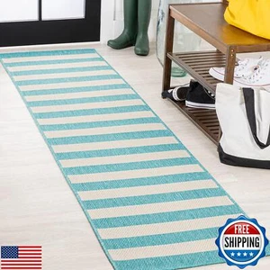 JONATHAN Y SMB203E-28 Negril Two-Tone Wide Stripe Indoor Outdoor Area-Rug, Fa - Picture 1 of 5