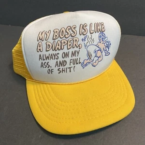 Boss Like A Diaper Hat Snap Back Trucker Adult One Size Cap - Picture 1 of 11