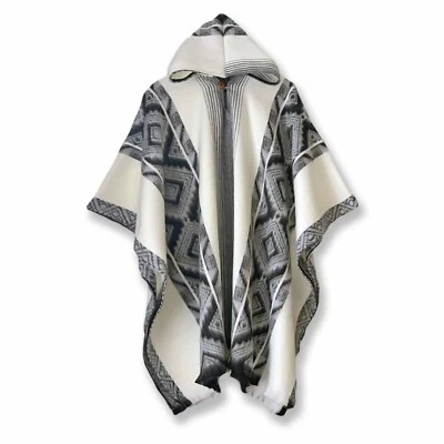 Lightweight BABY ALPACA Wool Hooded Poncho Pullover UNISEX Handmade in Ecuador - Image 1 of 4