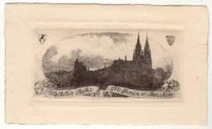 OTTO LANGE: Exlibris/Visitenkarte Mathilde Behr geb. Freiin v. Berchem - Afbeelding 1 van 1