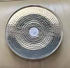 Pier One Imports Kerzenhalter 10 Zoll Durchmesser rund gehämmert silber Metall groß - Bild 1 von 9