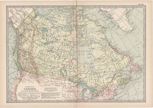 1902 Map of Canada and Newfoundland antique vintage Britannica 10th - Picture 1 of 1