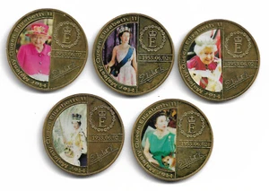 H.M. Queen Elizabeth II - 5 x 40 mm Medaillen Set - Bild 1 von 2