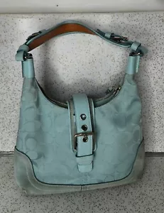 Coach Soho Buckle Flap Shoulder Hand Bag Purse AQUA BLUE HTF RARE - Picture 1 of 7