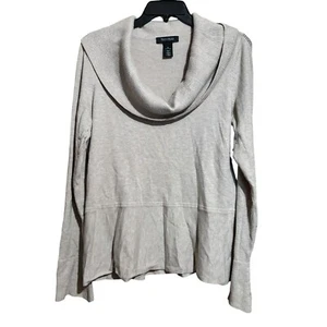 Maglione White House Black Market donna XL beige misto lana collo cappuccio elasticizzato - Foto 1 di 9