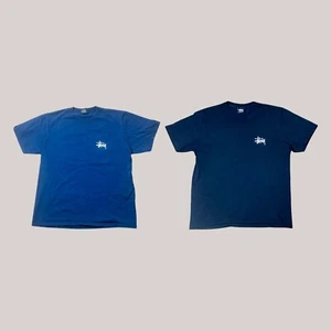 2x Genuine Stussy T-Shirts Men’s Medium | Black & Navy Streetwear Logo Tees - Picture 1 of 4