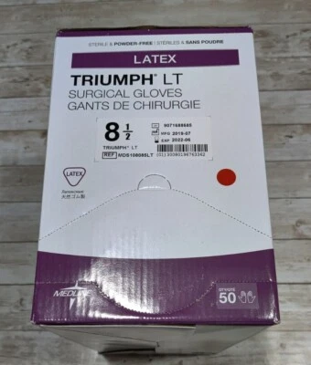 Luvas cirúrgicas Medline Triumph LT tamanho: 8,5 (caixa de 50 pares) -*Veja a data*- - Imagem 1 de 4