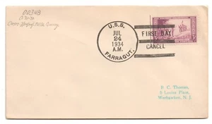 USS FARRAGUT DD-348 • 1934 Navy Naval Cover • FIRST DAY CANCEL - Bild 1 von 1