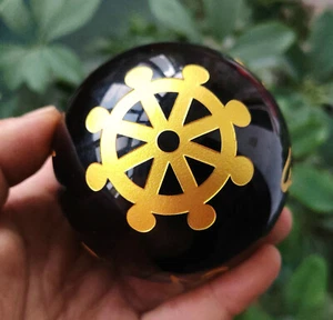 638g NATURAL OBSIDIANA TALLADA REZA POR BUENA SUERTE BOLA ESFERA CRISTAL CURACIÓN - Imagen 1 de 16