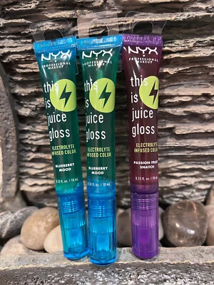 Lote de 3 NYX Maquillaje Profesional This Is Juice Brillo Hidratante Brillo Labial - 0,33 OZ Foto 1 de 2