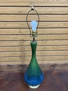 1960s Royal Haeger MCM Ceramic Drip Glaze Genie Lamp Onion Shape Green And Blue - Picture 1 of 6