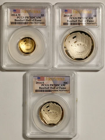 2014 Proof Baseball Hall of Fame 3-Coin Commemorative Set PR70DCAM PCGS 29744430 Cover