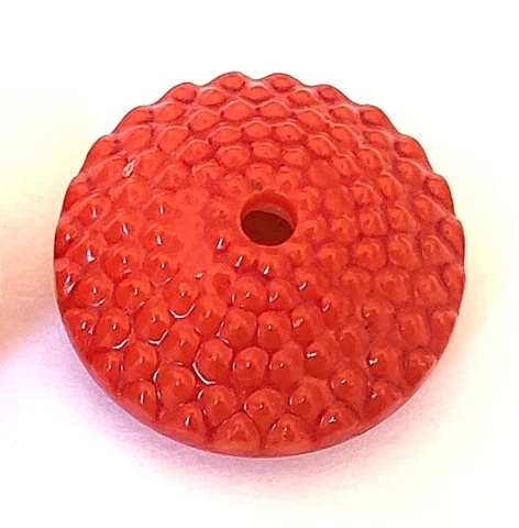 China Whistle Antique Button..Red-Orange Cover