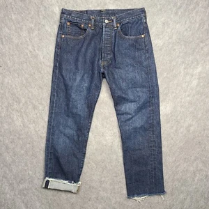 Levi's 501 Custom Tailor Selvedge Blue Jeans Mens 31x26 Button Fly Raw Hem - Picture 1 of 13