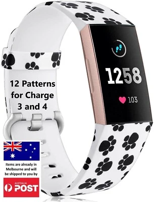 Patterned Replacement Band -  Charge 3 4 Silicone Watch Wrist Sports Strap - image 1 of 2