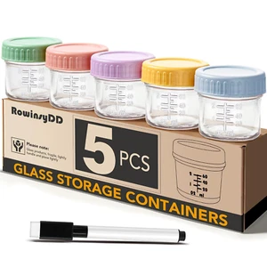5 Pack Glass Baby Food Storage Containers, 4 Oz Leakproof Baby Food Jars with... - Picture 1 of 1