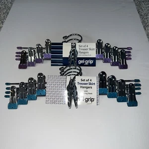 Set Of 8 Trouser Skirt Hangers Gel Grip With Cascading Hook - Picture 1 of 3