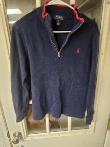 Polo Ralph Lauren Sweater Youth Large Blue Pull Over Quarter Zip Navy Boys Kids - Picture 1 of 3