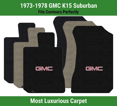 Alfombrillas delanteras Lloyd Luxe para '73-78 GMC K15 Suburban con logotipo GMC 1 plateado/rojo Foto 1 de 4
