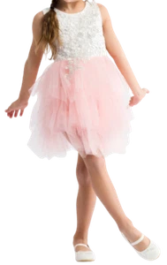 Festliches Mädchenkleid Engel in Weiß & Rosa Spitze, Tüll Perlen Hochzeit Ta - Bild 1 von 2