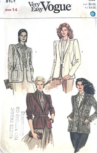 Chaqueta VOGUE Misses' años 80 patrón 8109 talla 14 sin cortar - Imagen 1 de 2