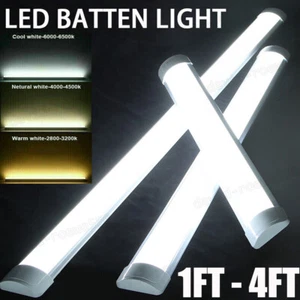 4FT LED Strip Lights Batten Tube Light Office Shop Garage Ceiling Lamp Daylights - Picture 1 of 40