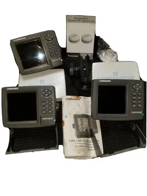 2 Lowrance LMS-520c with 1  Lowrance Lms-332  pkg 2 gps 2 station complete systm - Image 1 of 4