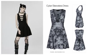 Punk Rave Cyberpunk Sleeveless Dress Sexy Hollow-Out Adjustable A-Line Dress - Picture 1 of 28