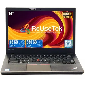 Lenovo ThinkPad T470 14.0" FHD Intel i7-7600U 16GB RAM 256GB SSD WiFi+BT Laptop - Picture 1 of 18