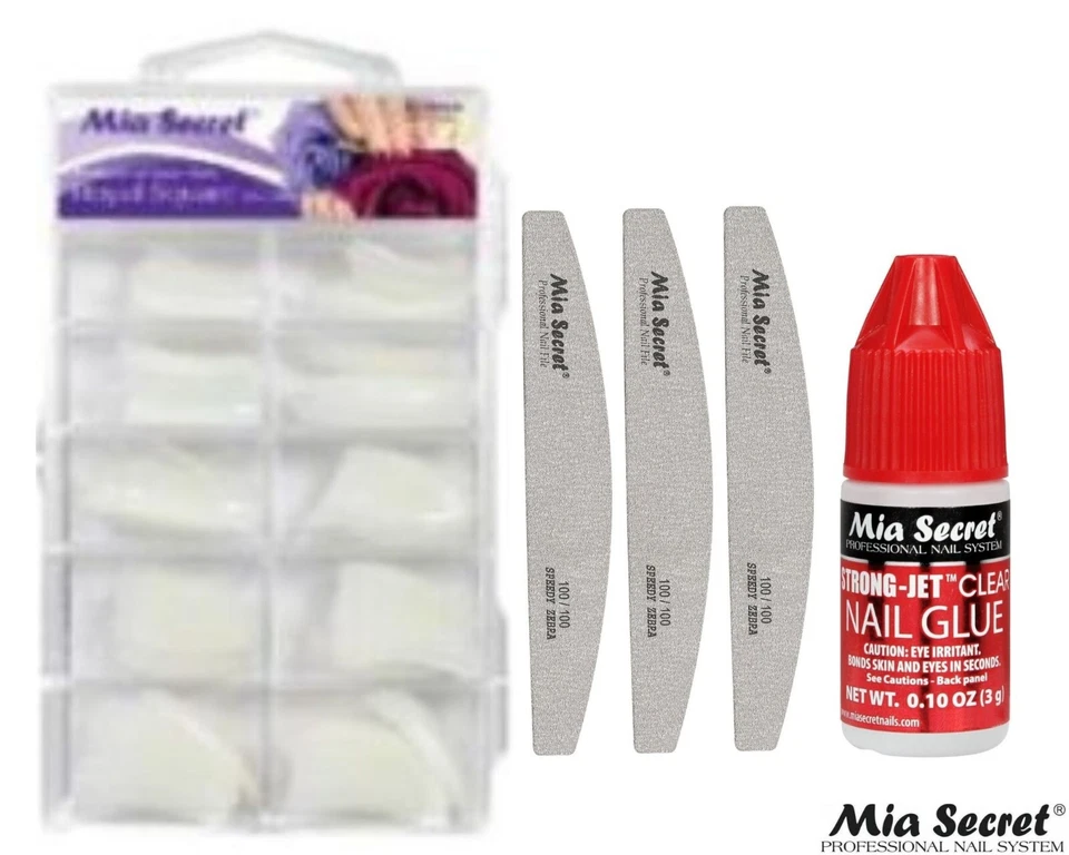 Mia Secret Royal Square Natural con pegamento de uñas de chorro fuerte y lima de uñas de cebra 3 piezas Foto 1 de 1
