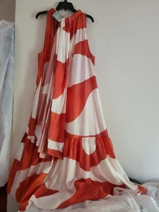 H&M Voluminous maxi dress Summer 2024 Collection (Red/Patterned) Sz XL BNWT - Picture 1 of 12