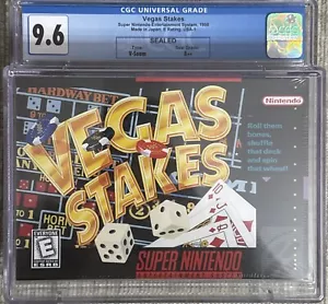 VEGAS STAKES Nintendo SNES 1998 SEALED CGC Universal Grade 9.6 Seal Grade A++ - Picture 1 of 2
