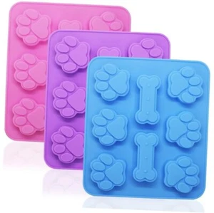 3 Pack Puppy Dog Paw and Bone Silicone Molds, Non-Stick Food Grade Paw+Bone - Picture 1 of 8