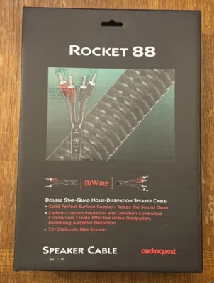 Audioquest Rocket 88 10’ Single Bi-Wire Speaker Cable With Attached Banana Plugs - Image 1 of 3