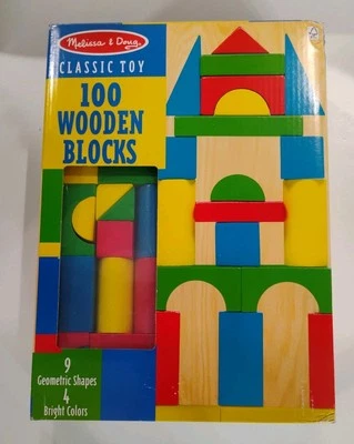 Melissa and Doug Classic Toys 100 Wooden Blocks Set NEW IN BOX!! - Image 1 of 2