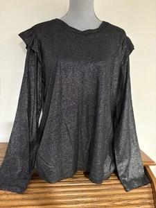 MICHAEL Michael Kors Women’s Black/silver Long Sleeve Top Size XL - Picture 1 of 6