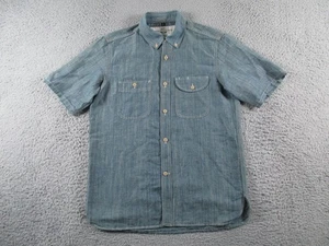Rogue Territory Shirt Mens Large Blue Chambray Selvedge Workshirt Short Sleeve - Picture 1 of 16