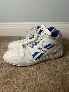 VTG Y2K Ecko Sneaker Basketball Shoes Mens Hip Hop Blue White Mens 12 Leather - Picture 1 of 11