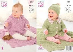 King Cole 6329 Knitting Pattern Baby Jacket Hat Top and Blanket in Comfort Aran - Picture 1 of 1